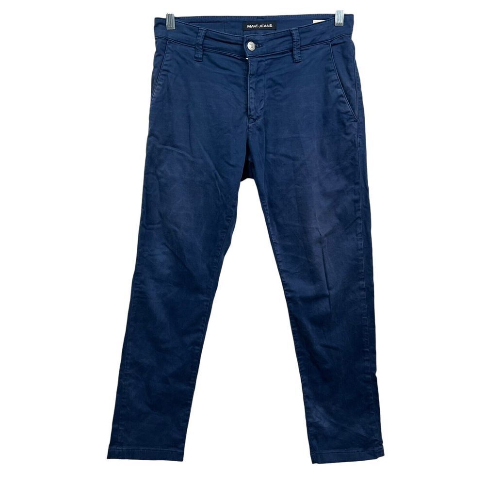 Mavi Mens Chino Pants Johnny Slim Leg Stretch Flat Front Pockets Navy Sz W30*
